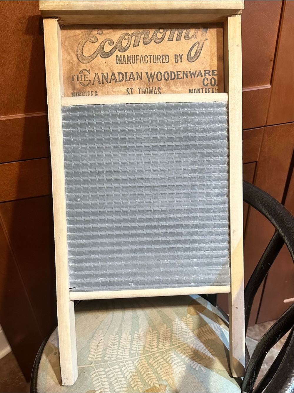 Rare Economy transitional washboard Canadian woodenware company vintage